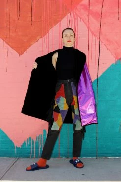 Vintage Purple Metallic Fur Lined Jacket OUTERWEAR