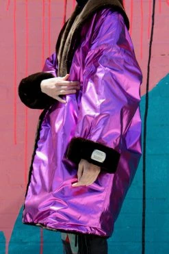 Vintage Purple Metallic Fur Lined Jacket OUTERWEAR