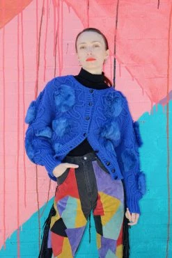 Vintage Cobalt Fur Knit Sweater OUTERWEAR
