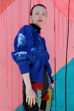 Vintage Cobalt Fur Knit Sweater OUTERWEAR