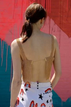 Feng Sway Exclusive Metal Mesh Disco Crop Top