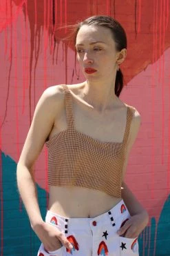 Feng Sway Exclusive Metal Mesh Disco Crop Top