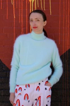 Vintage TOPS Mint Mohair Mock Neck Sweater