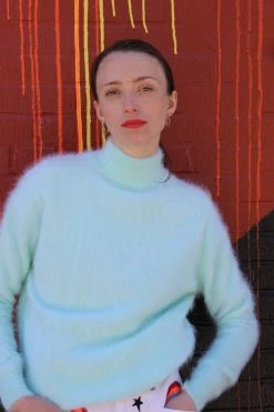 Vintage TOPS Mint Mohair Mock Neck Sweater