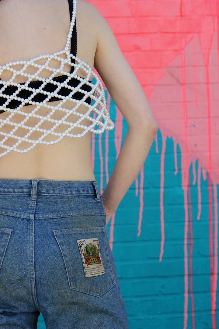 Feng Sway Lattice Scalloped Pearl Crop Top TOPS 8 Feng Sway Lattice Scalloped Pearl Crop Top TOPS