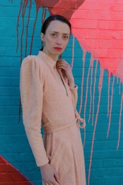 Vintage LOUNGE WEAR 40s Dusty Pink Terry Cloth Robe