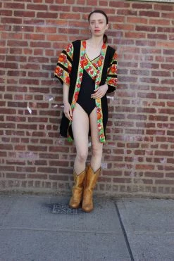 Vintage Tropical Gottex Poolside Robe And Swimsuit Beach Set