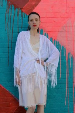 Feng Sway Exclusive Witchy White Burnout Velvet Robe