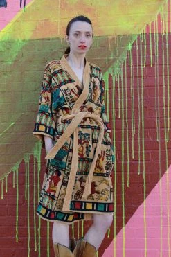 LOUNGE WEAR Vintage Egyptian Hieroglyphic Robe