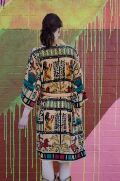 LOUNGE WEAR Vintage Egyptian Hieroglyphic Robe