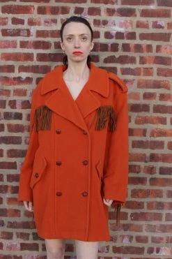 Vintage OUTERWEAR Orange Fringe Wool Mondi Coat