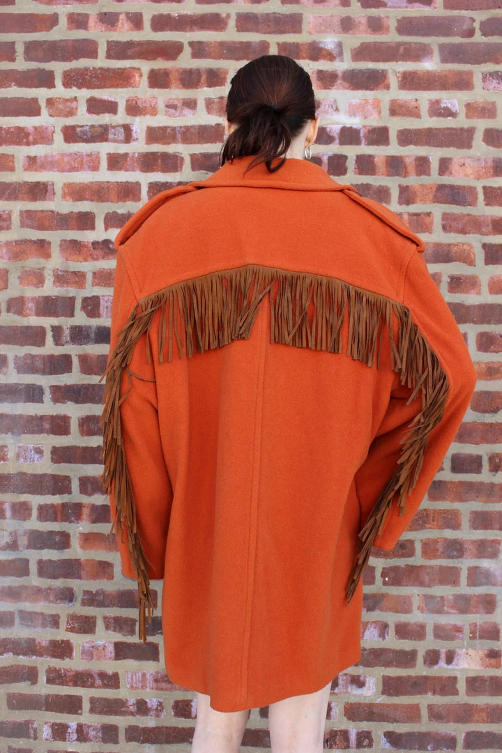 Vintage OUTERWEAR Orange Fringe Wool Mondi Coat 5 Vintage OUTERWEAR Orange Fringe Wool Mondi Coat