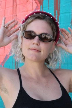 FENG SWAY Red Pearl Velvet Renaissance Style Headband HAIR ACCESSORIES