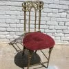 ALL GARDEN Antique Art Deco Brass + Velvet Folding Chair