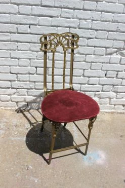 FENG SWAY Sales 17 ALL GARDEN Antique Art Deco Brass + Velvet Folding Chair