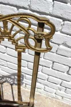 ALL GARDEN Antique Art Deco Brass + Velvet Folding Chair