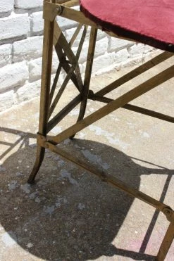 ALL GARDEN Antique Art Deco Brass + Velvet Folding Chair