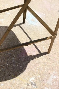 ALL GARDEN Antique Art Deco Brass + Velvet Folding Chair