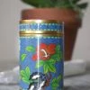 ALL HOME DECOR + ODDITIES Antique Blue Floral Enamel Jar