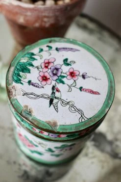 Antique Cloisonne Floral Enamel Jar ALL RITUAL