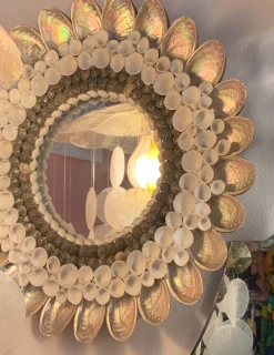 Vintage ALL HOME DECOR + ODDITIES 70s Abalone Seashell Mirror