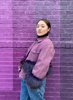 OUTERWEAR Purple Passion Faux Fur Denim Jacket By WE DO GOOD FUN