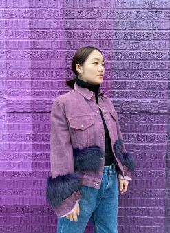 OUTERWEAR Purple Passion Faux Fur Denim Jacket By WE DO GOOD FUN