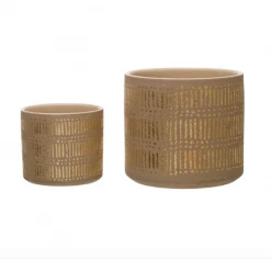 Feng Sway Exclusive Gold Detailed Stoneware Planter
