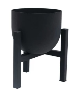 FENG SWAY Black Minimal Metal Planter With Stand 4-5" POTS