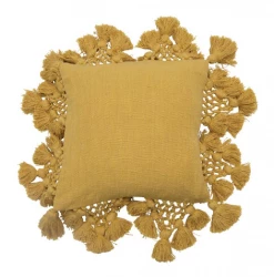 Feng Sway Exclusive Bohemian Tassel Golden Throw Pillow