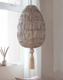 FENG SWAY ALL HOME DECOR + ODDITIES Rattan Pendant Lamp With Tassel