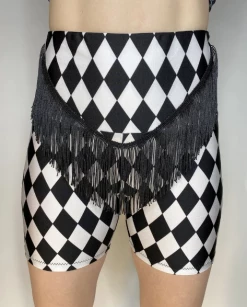 WE DO GOOD FUN OUTERWEAR Harlequin Fringe Shorts By MESS QUEEN
