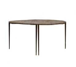 Feng Sway Exclusive Wood + Metal Garden Half Moon Table Set