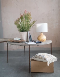 Feng Sway Exclusive Wood + Metal Garden Half Moon Table Set