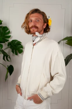 Vintage Rockabilly Big Bad Devil Silk Satin Bomber OUTERWEAR