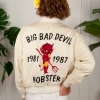 Vintage Rockabilly Big Bad Devil Silk Satin Bomber OUTERWEAR