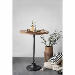 Feng Sway Exclusive ALL HOME DECOR + ODDITIES Cast Iron + Teakwood Bistro Bar Table