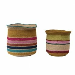 Feng Sway Exclusive Rainbow Stripe Plant Basket ~ 2 Sizes