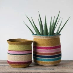 Feng Sway Exclusive Rainbow Stripe Plant Basket ~ 2 Sizes