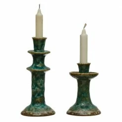 Feng Sway Green Stoneware Candle Holder CANDLES