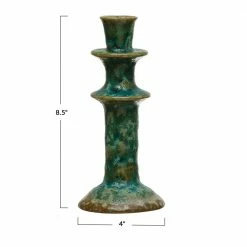 Feng Sway Green Stoneware Candle Holder CANDLES