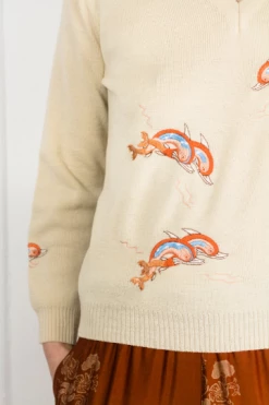 Vintage 50s Dolphin Embroidery Sweater OUTERWEAR