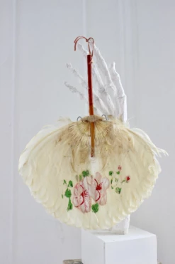 Vintage Painted Victorian Feather Fan