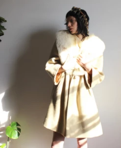 Vintage Wool Fur Swing Coat OUTERWEAR