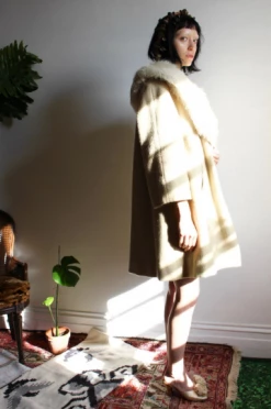 Vintage Wool Fur Swing Coat OUTERWEAR