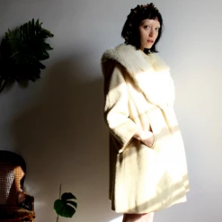 Vintage Wool Fur Swing Coat OUTERWEAR