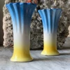 Vintage Technicolor Day Glow Chalk Ware Vase BUD VASES