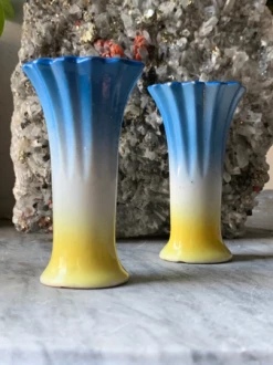 Vintage Technicolor Day Glow Chalk Ware Vase BUD VASES