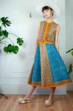 Vintage Quilted Folk Set, Skirt And Vest TOPS