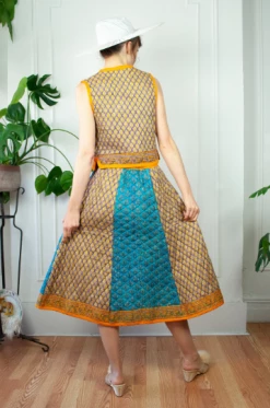 Vintage Quilted Folk Set, Skirt And Vest TOPS